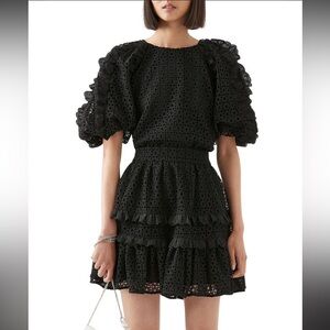 Aje Black BRODERIE MINI SKIRT- Size 12 AU (8 US)